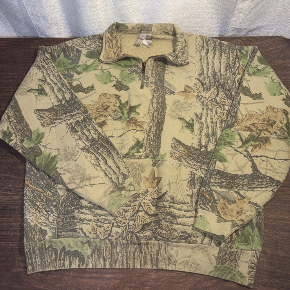 Vintage Jerzees Outdoors Men's XL Realtree Camoflauge Quarter Zip Sweatshirt